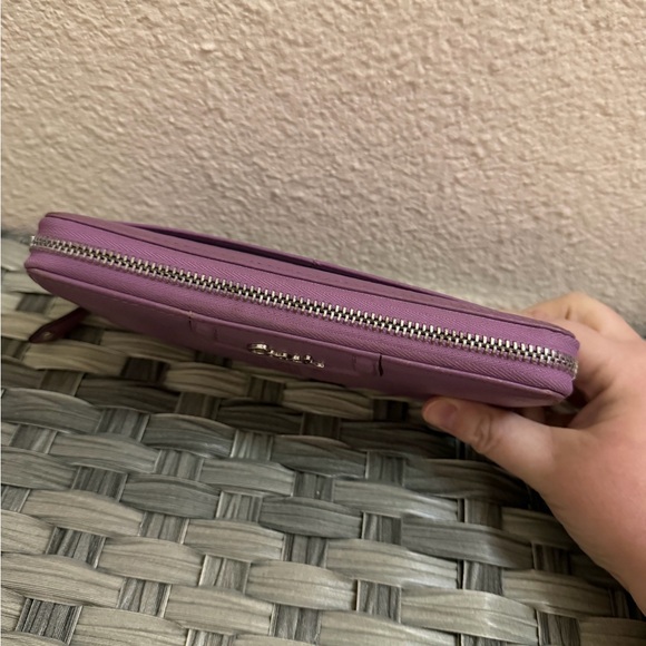 Coach Purple Leather Zip Around Wallet Wristlet - Picture 4 of 15